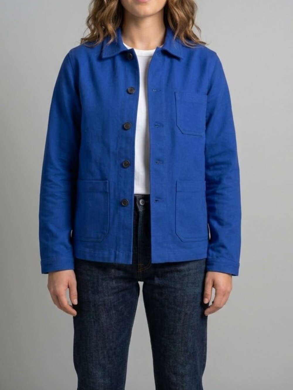 WOLF Clothing Collective Blue French Chore Jacket Cotton Medium Unisex Utility